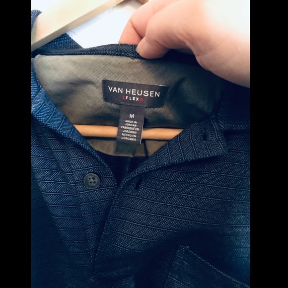 Van Heusen Navy Striped Polo - Picture 3 of 5